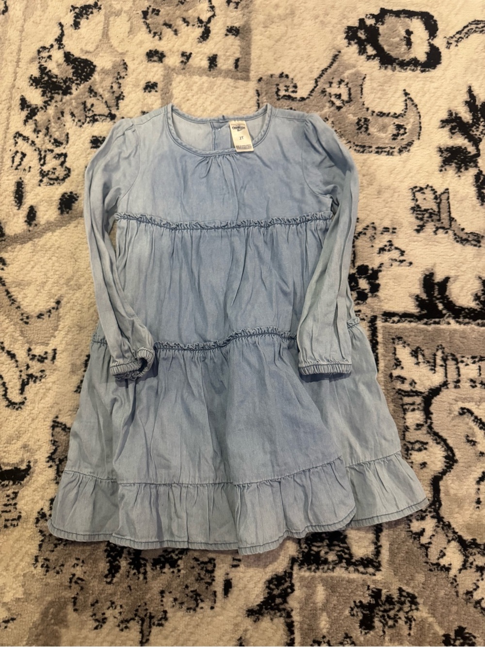 Carter's Light Blue Tiered Long-Sleeve Dress